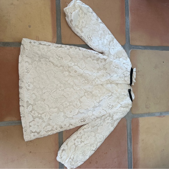 Janie and Jack Cream Lace Dress with Black Bow - Picture 2 of 2